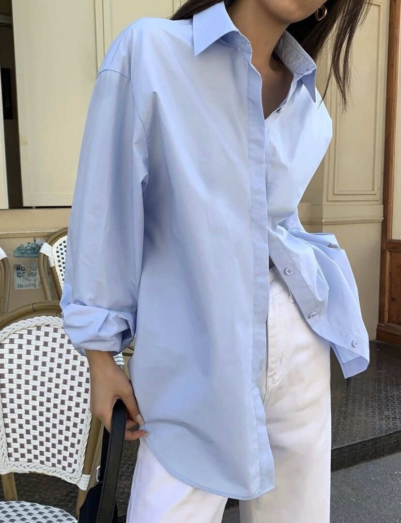 Chemise dame bleu ciel