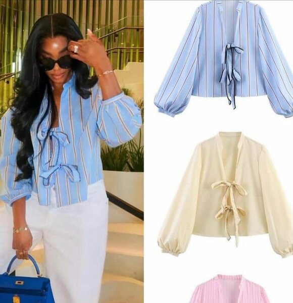 Blouse à rayures avec nœud