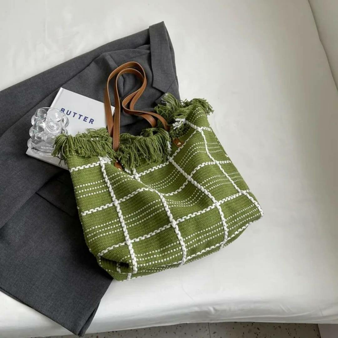 Sac cabas en toile à franges