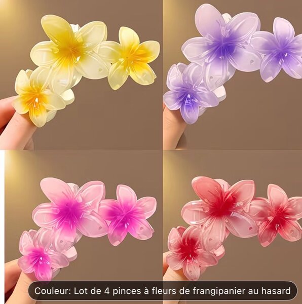 Barrettes fleurs frangipanier