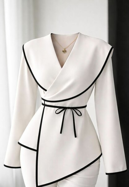 Blazer femme blanc avec ceinture