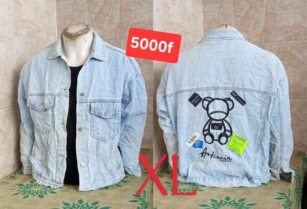 Veste en Jean avec Imprimé Ours