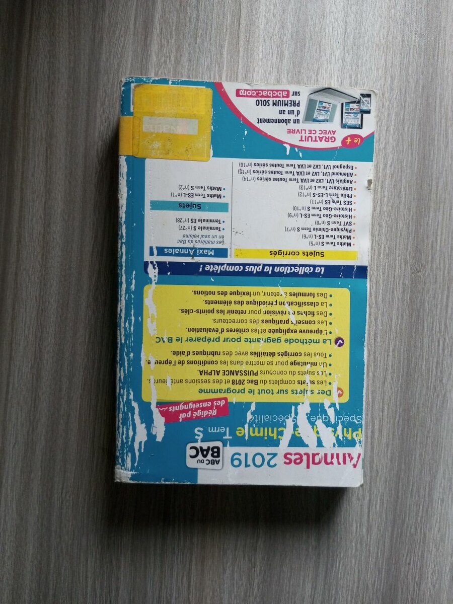 Annales Physique-Chimie BAC 2019