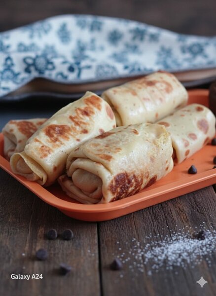 Crêpes roulées délicieuses et fraîches