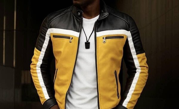 Veste Homme Motard Jaune