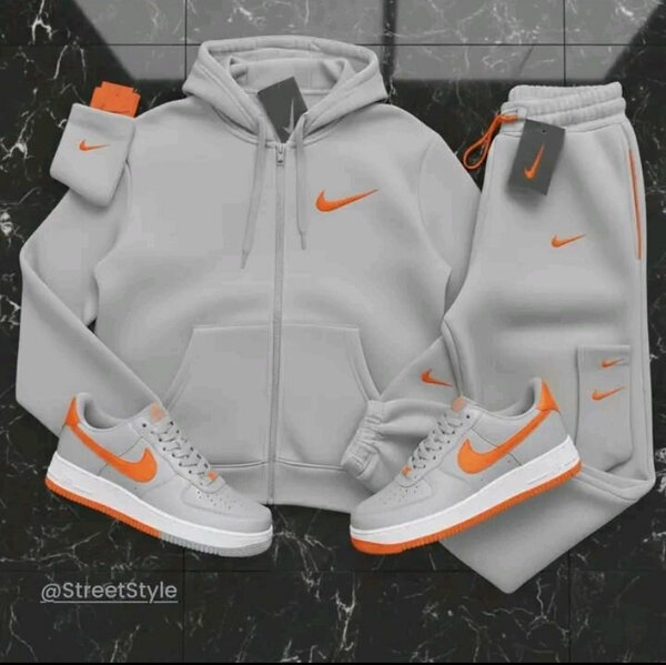 Ensemble survêtement Nike gris et orange
