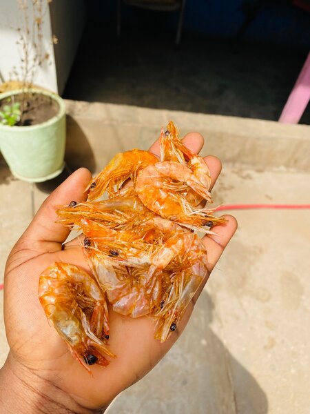 Smoked and fried shrimps
