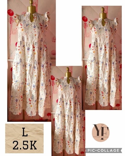 Robe longue blanche fleurie pour femme