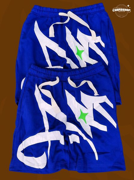 Short en coton bleu graphique