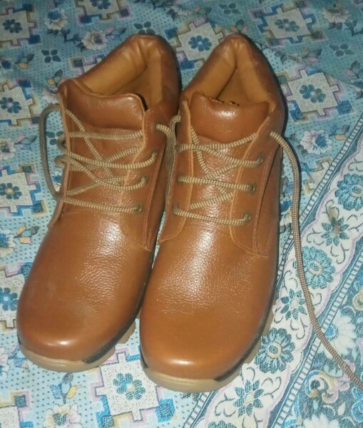 Brown leather boots