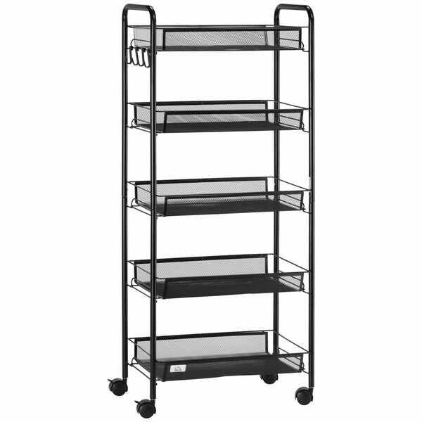 Metal 5 Tier Utility Rolling Cart Storage