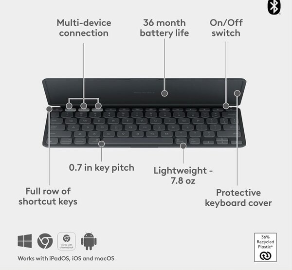 Logitech  KEYS -TO-GO 2 Wreless IPad keyboard