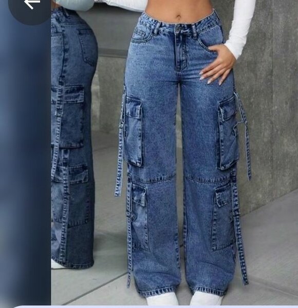 Jean cargo délavé femme