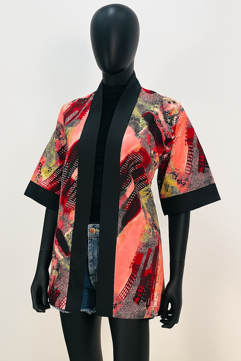 Veste kimono imprimé coloré
