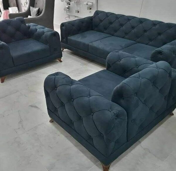 Canapé Chesterfield en velours bleu