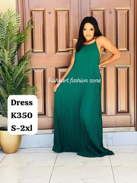 Long green women's dress with straps S-2xl
