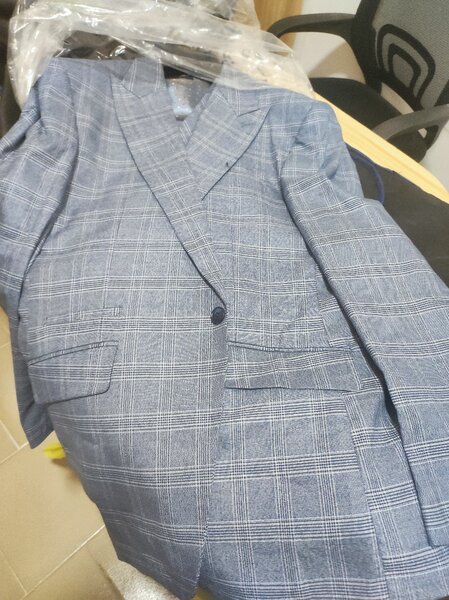 Veste de costume grise à carreaux BLACK SMART