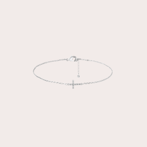 Bracelet fin croix argentée