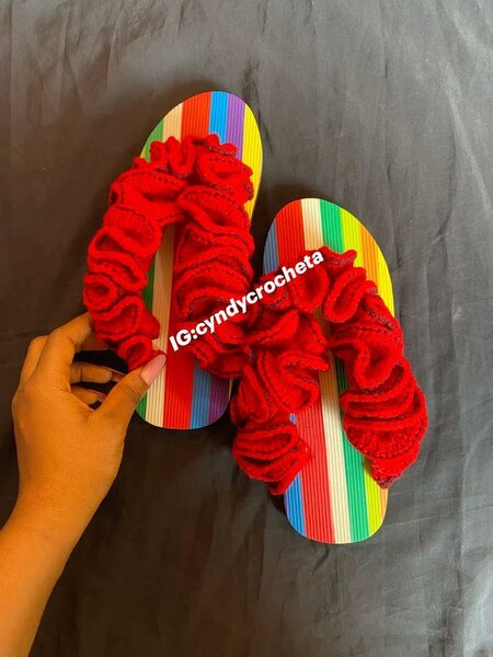 Sandales colorées en crochet