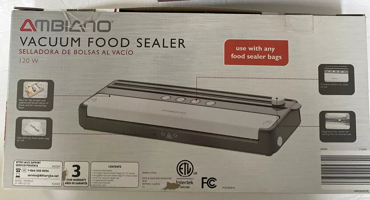 AMBIANO VACUUM FOOD SEALER ~ WITH BONUS 2 BOXS OF SEALER BAG