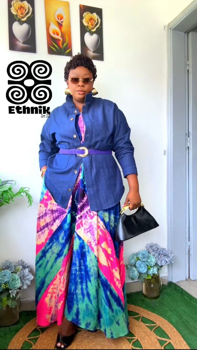 Robe longue à motifs ethniques