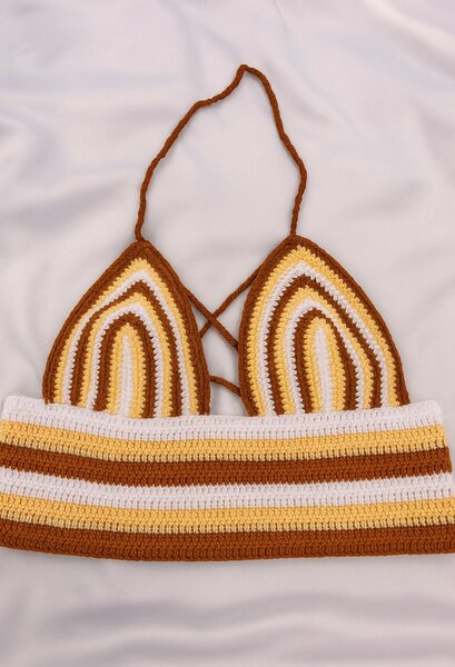 Top en crochet rayé