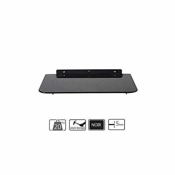 Support Mural - Compatible - DVD/Décodeur/Lecteur - 1 étagère - Noir