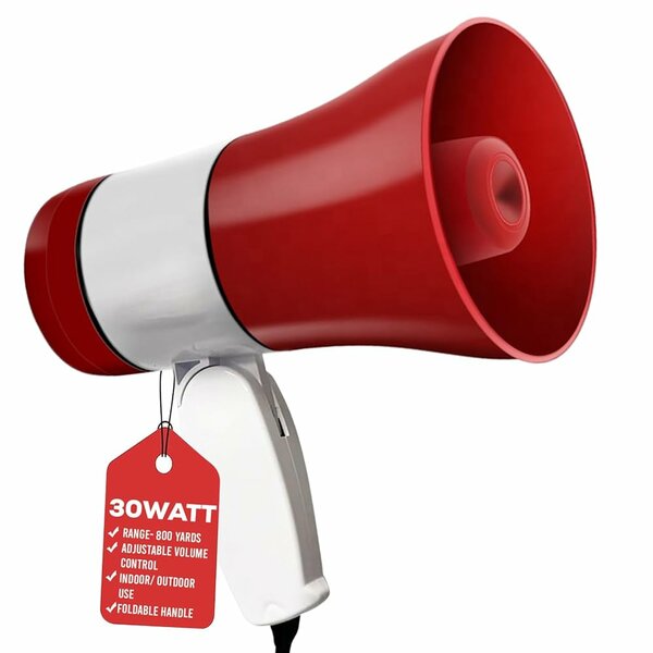 Mégaphone rouge 30W portable