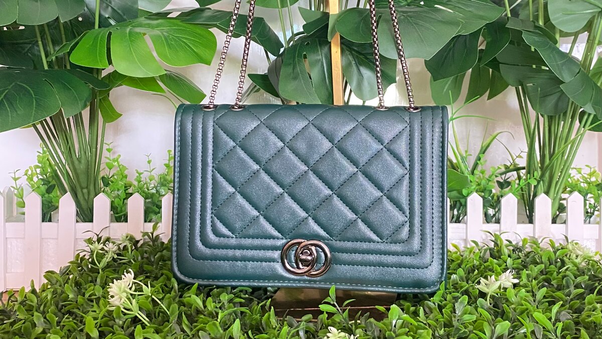 Sac à main matelassé vert