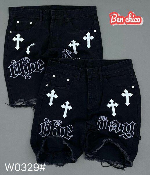 Short en jean noir gothique