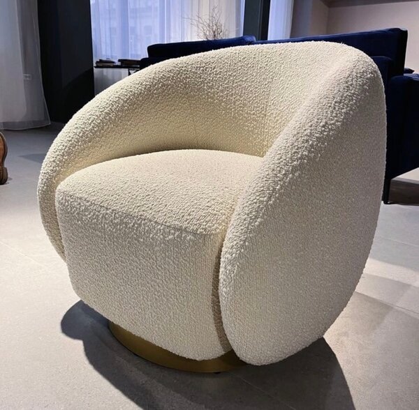 Fauteuil rond en tissu blanc