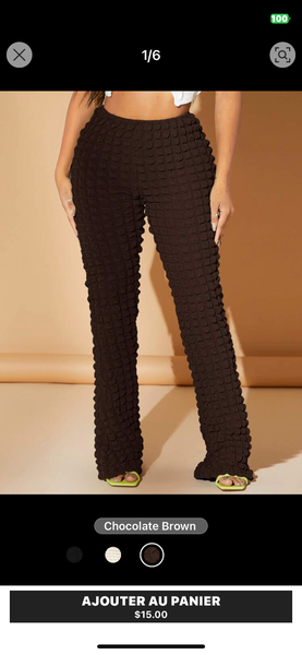 Pantalon texturé à taille haute