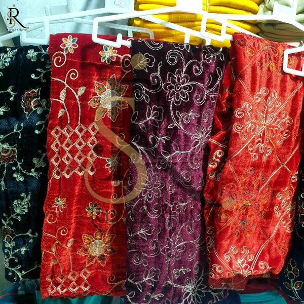 Ladies Velvet Karhai Shawl