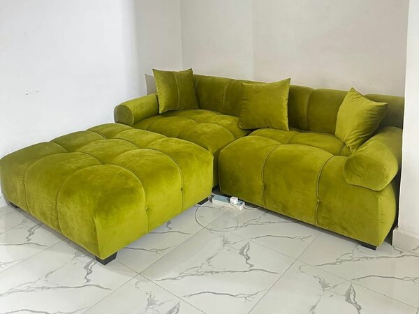 Canapé d'angle vert en velours