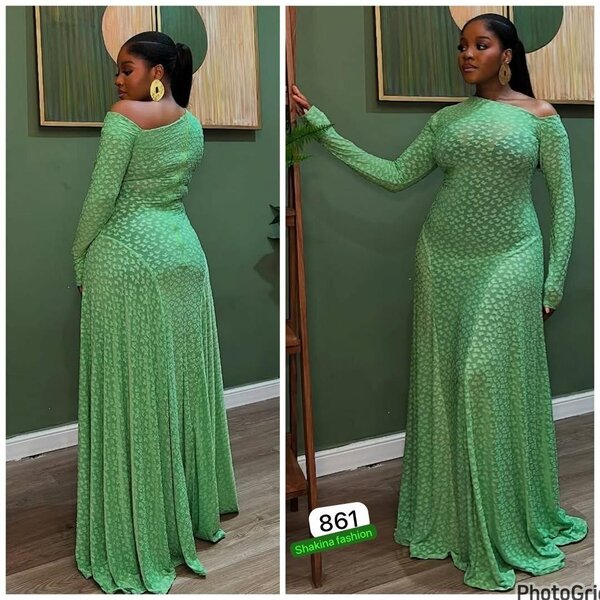 Robe longue élégante verte