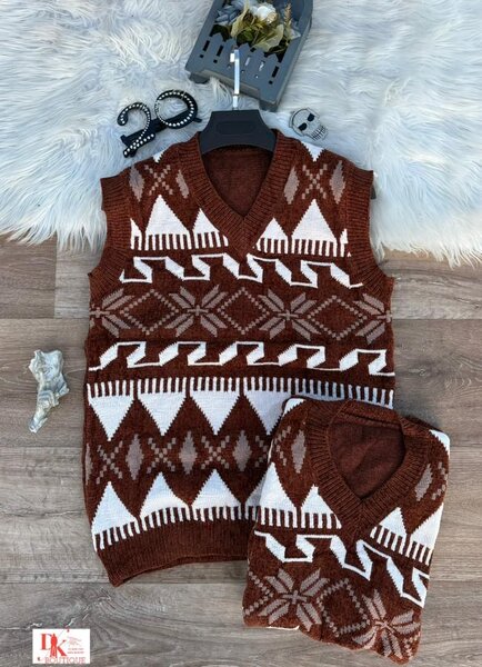 Pull sans manches géométrique