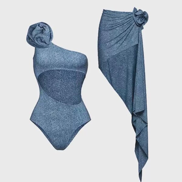 Maillot de bain effet jeans 2 pièces