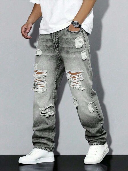 Jeans homme déchirés gris clair