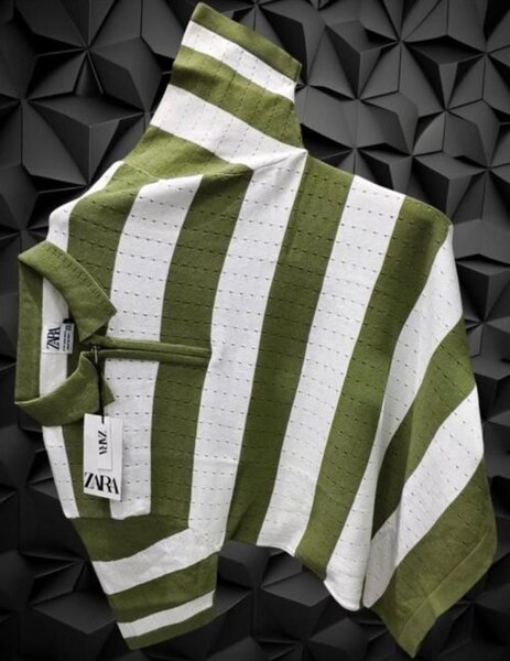 Polo rayé vert et blanc