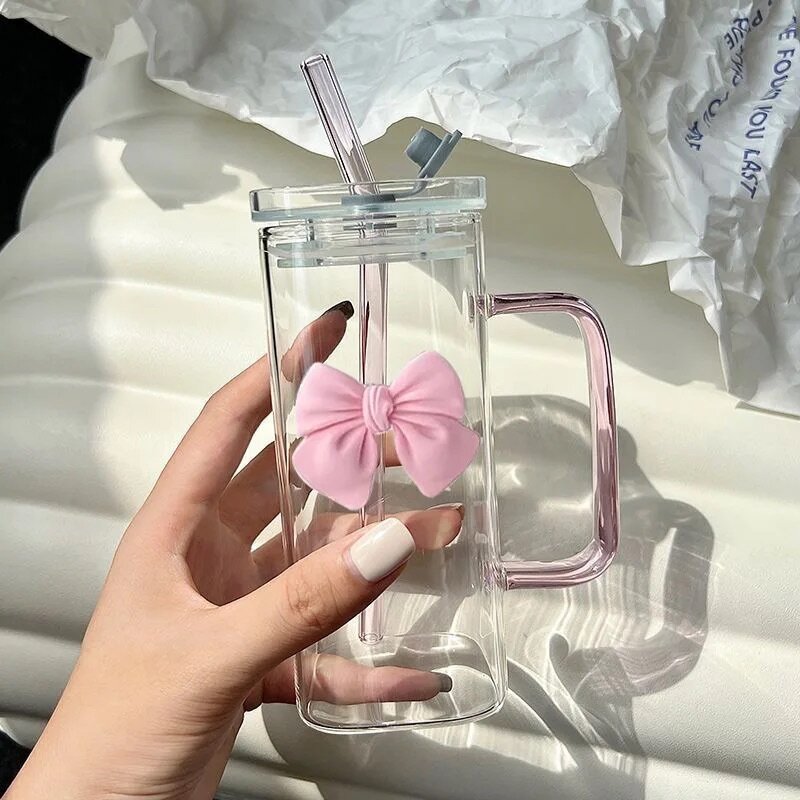 Tumbler with Straw and Pink Bow