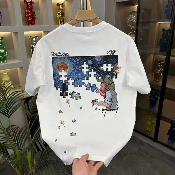 T-shirt artistique imprimée puzzle