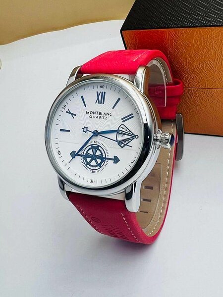 Montre Quartz Cuir Rouge