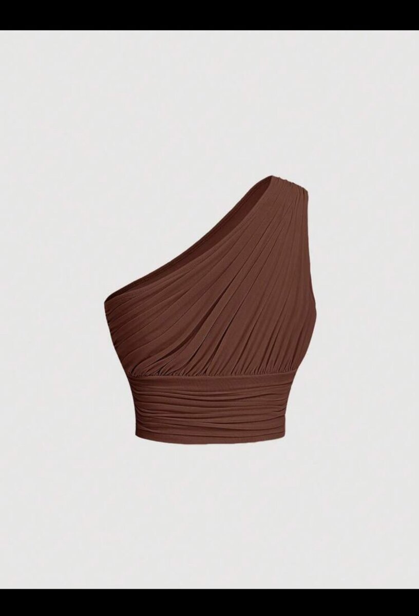 SHEIN MOD One Shoulder Ruched Black Summer Top