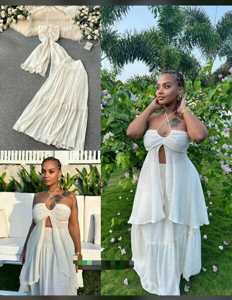 Ensemble blanc bustier + jupe longue