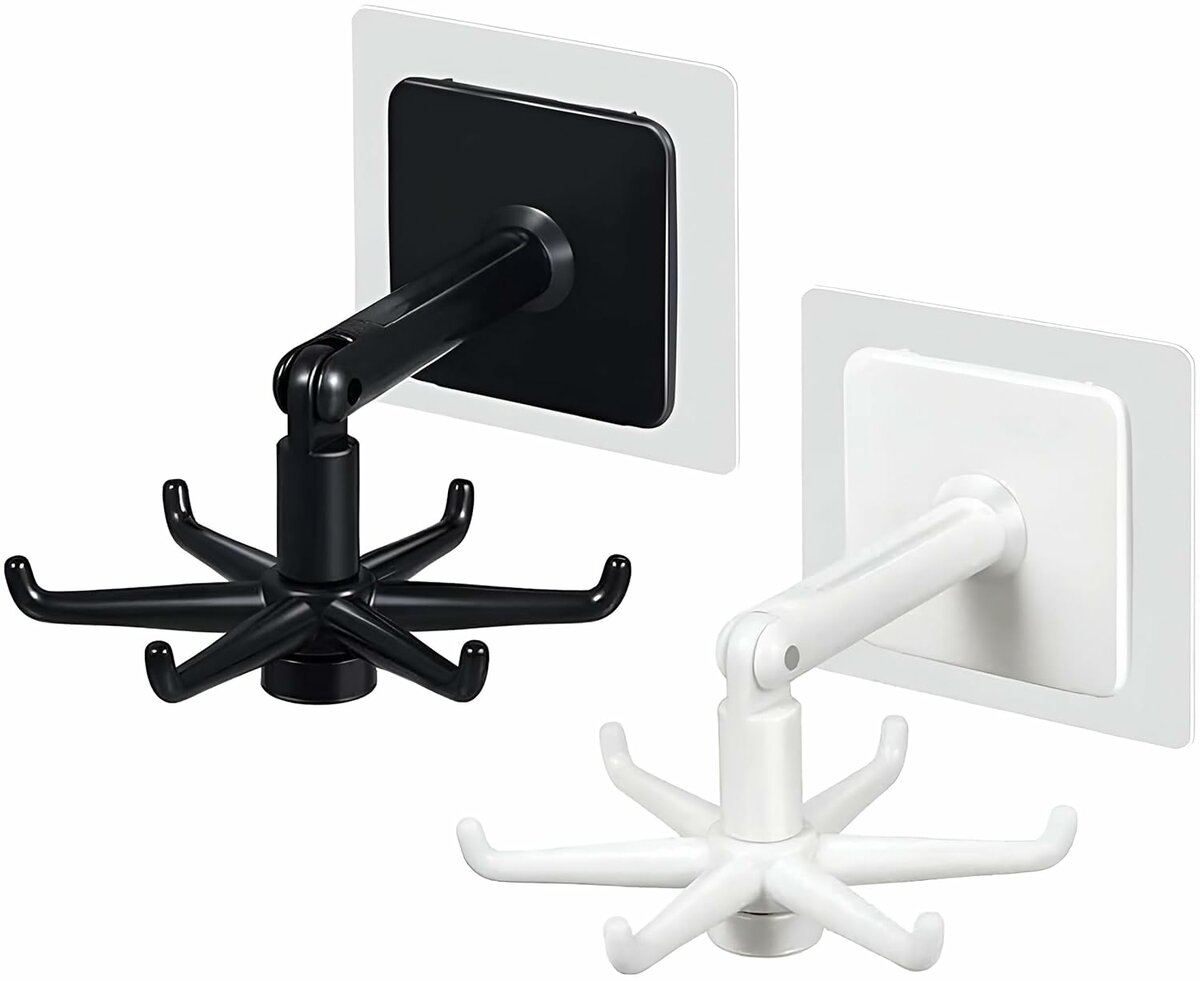 4 crochets mural rotatif