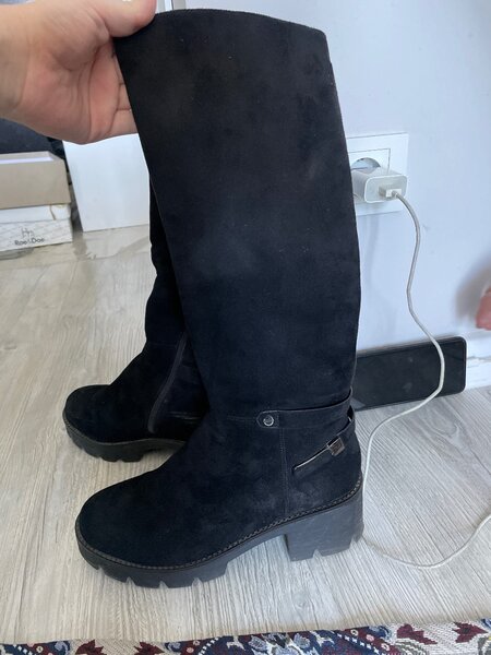 Замшевые зимние сапоги