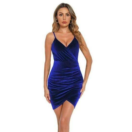 Robe Bleu Velours Femme