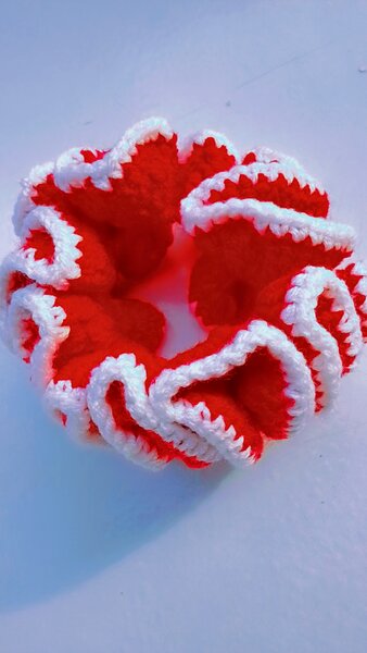 Chouchou tricot rouge blanc