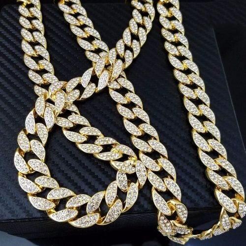 Rhinestone Cuban Chain Men's Hip Hop Necklace Bracelet Women