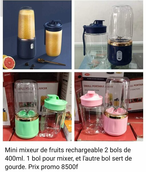 Mini mixeur de fruits rechargeable 2 bols